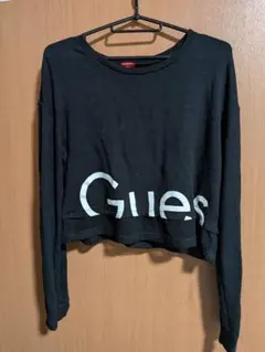 GUESS クロップド丈 長袖 スウェット ブラック Mのサムネイル