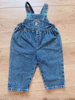 【美品】futafuta デニムオーバーオール 80cm クマ刺繍付き