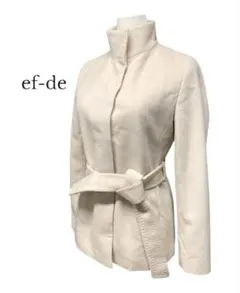 【美品】ef-de カシミヤ×アンゴラ スタンドカラー コート　25イ567