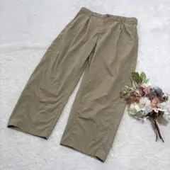 【ジーユー】メンズ カーブタックアンクルパンツ ベージュ 大きいサイズ XL