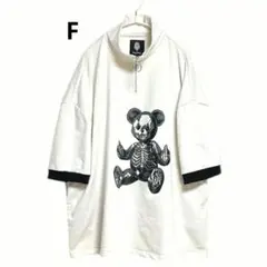 【Drug】スケルトンテディ総柄✞✟襟・袖・カフス同色切替えオーバーサイズシャツ 8d827cc102e00eda256963ca2cc463