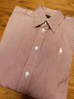 ラルフローレン　長袖　シャツ　赤白ストライプ
