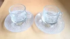 昭和レトロ　ReArt GLASSリアートグラス　ティーセット2客セット①のサムネイル