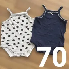 70 肌着　ロンパース　キャミソール　春　夏　水玉　リボン