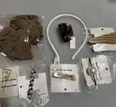 ブラウンリボンヘアクリップなど　8点セット