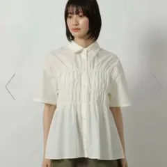 【 LAKOLE 】ブラウス シャツ シャーリングシャツ6分袖