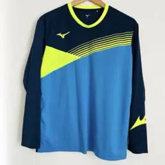 美品【Mizuno】ミズノ テニスウェア 長袖 Tシャツ M 青 ネイビー