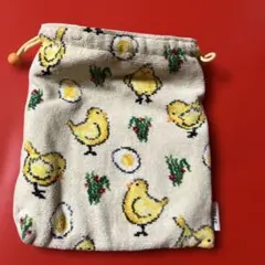 FEIERひよこと卵の柄 巾着袋