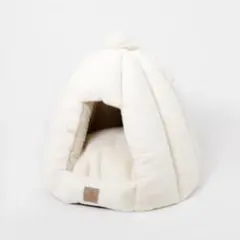 美品！　ファードーム型セミクローズドファーペットハウス クッション付