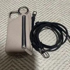 ajew ベージュ iPhone13ケース ストラップ付き