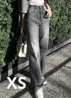 神戸レタス　岡部あゆみさんコラボ ワイドストレートデニム　グレー　XS