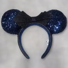 ネイビー スパンコール ミニー耳 カチューシャ