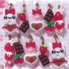ネイルチップ 量産型 地雷系 平成女児 現品 ピンク 赤 チョコ いちご 12