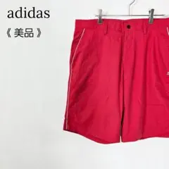 【美品】アディダス ハーフパンツ ショートパンツ 赤 ロゴ