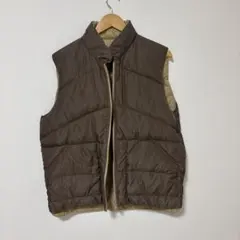 リバーシブル ダウンベスト ブラウン カーキ