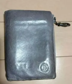 牛革グレー レザー 二つ折り財布