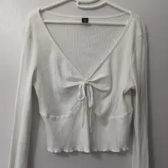 SHEIN 1XL ホワイトリブ長袖トップス