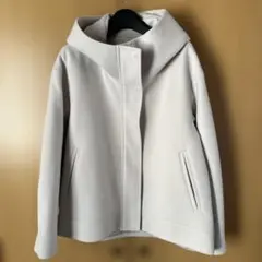 【GU】コージーメルトンショートフーディコートMナチュラル【新品未使用】