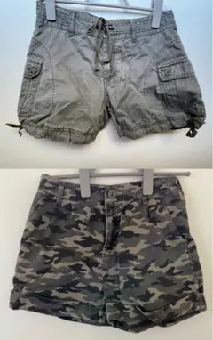 ショートパンツ 2点セット カーキ色 綿100%