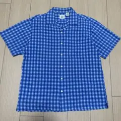 90s〜00s OLD GAP 白タグ シアサッカー 開襟 チェックシャツ M