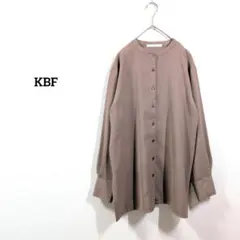 KBF ブラウス ノーカラー 長袖 フリーサイズ ブラウン ゆったり