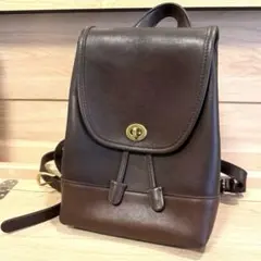 COACH オールドコーチ ミニリュック ブラウン ターンロック レザー
