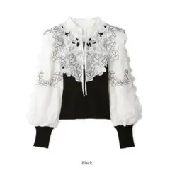 SNIDEL レースカラーニットプルオーバー ブラック