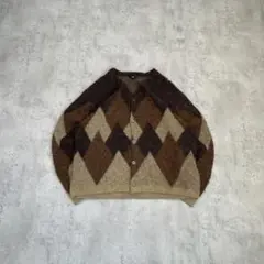 BACK NUMBER シャギーニット　カーディガン　アーガイル　XL グランジ