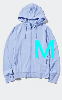 エアリズムUVカットメッシュパーカー M ブルー