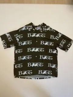 BOTT オープンカラーシャツ　半袖　ロゴ総柄　XL ブラウン