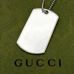 社外チェーン GUCCI ダブル ドッグタグ プレート ネックレス シルバー