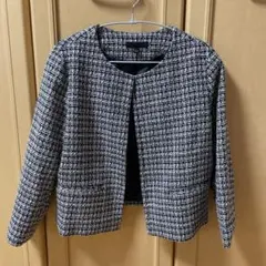 UNIQLO ユニクロ　ツイード　ノーカラー　ジャケット　Lサイズ　ネイビー