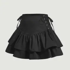 SHEIN レースアップサイドフリル裾 スカート