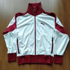PUMA フルジップジャケット L ホワイト/バーガンディ