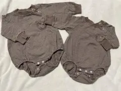 cottoli 長袖ロンパース 2着セット 70 80 双子 裏起毛