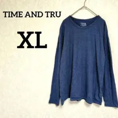 海外古着✨TIME AND TRU【XL】 ブルー 長袖Tシャツ 無地 トップス