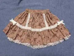 希少LIZLISA花柄スカパン　編み上げリボン　ミニスカート　ブラウンピンク