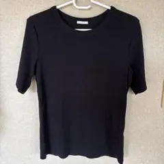 GU リブクルーネックT 半袖 ブラック L