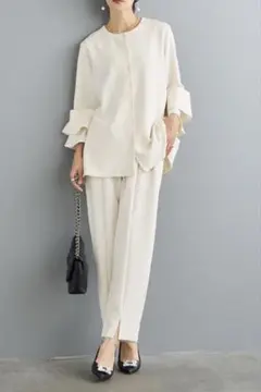 ティアード袖ジョーゼットブラウス アイボリ Frene フラーネ 同型 ハレの日