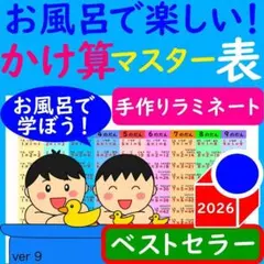 かけ算 ポスター お風呂で楽しい！九九マスター表 掛け算ポスター 計算ドリルのサムネイル