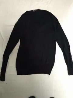 UNIQLO エクストラファインメリノVネックセーター（長袖）XL ブラック　黒