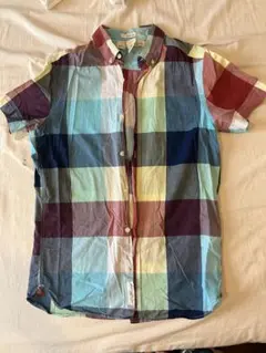 男性用H&M マルチカラー チェック柄 半袖シャツ US L