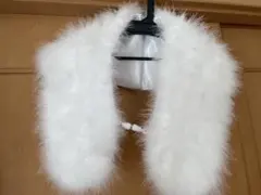 ホワイトファー フード付き着物ショール