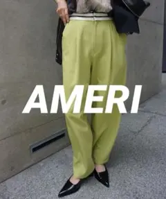 【美品】Ameri LOGO WAIST MARVERT PANTS ライム M