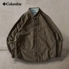 美品ColumbiaプリントライトBDネルシャツチェック長袖好配色古着アウトドア