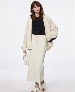 【専用】新品GU ワッフルマキシスカート（L）