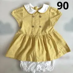 韓国子供服　happyland ギンガムチェックワンピース　半袖　90