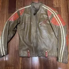 レザージャケット ライダース ブラウン オレンジ　motorcyclemate