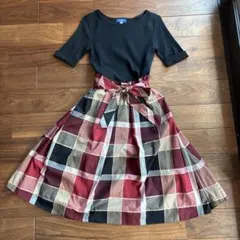 【美品】BLUE LABEL CRESTBRIDGE 半袖ひざ丈ワンピース 36