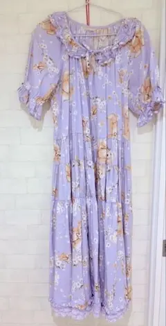♥️ローズジャム瓶ロングワンピース♥️ラベンダーパープル　七分袖　専用出品 ♥️ローズジャム瓶ロングワンピース♥️ラベンダーパープル 七分袖